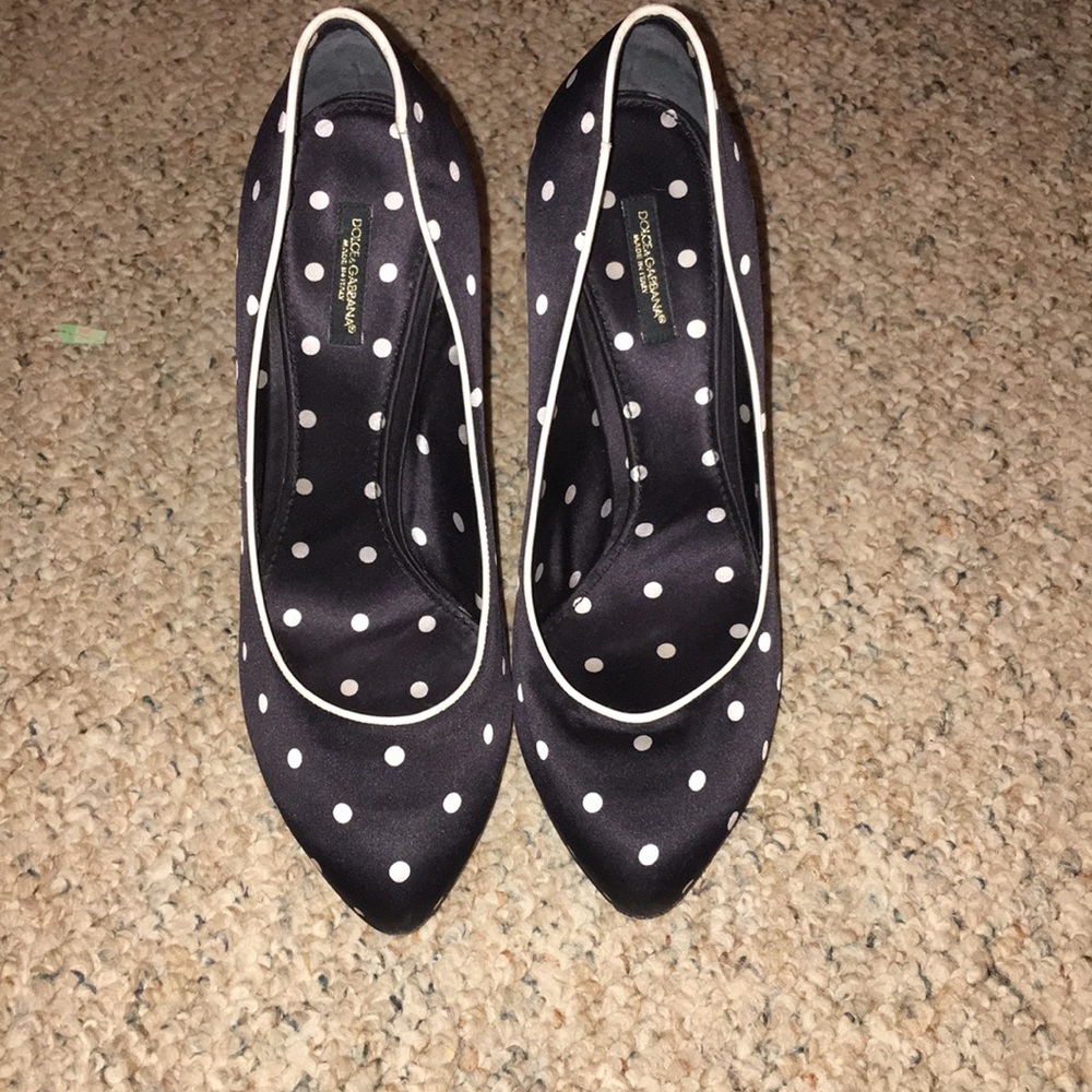 DOLCE & GABBANA Navy Polka Dot Heels-Worn Once